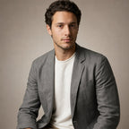 Mens Blazer Linen Notch Lapel Two-Button Gray – Full Look