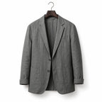 Mens Blazer Linen Notch Lapel Two-Button Gray – Product Photo