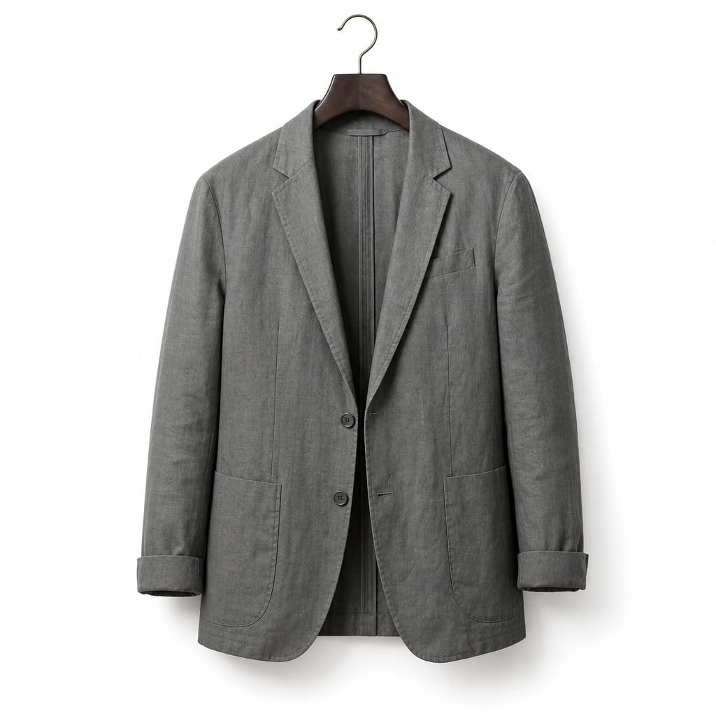 Mens Blazer Linen Notch Lapel Two-Button Gray – Product Photo