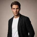 Mens Blazer Unstructured Linen Notch Lapel Black – Full Look