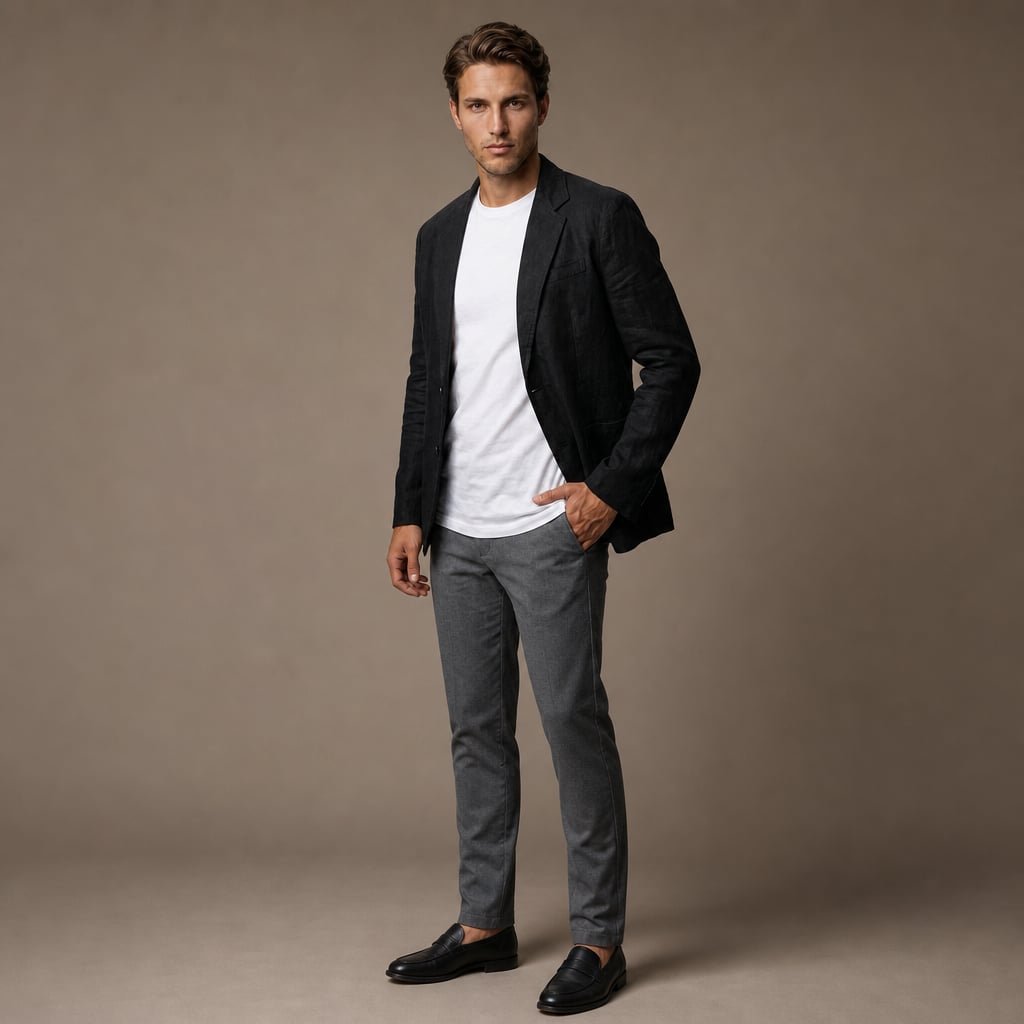 Mens Blazer Unstructured Linen Notch Lapel in Black – Tarlano Premium Menswear