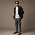 Mens Blazer Unstructured Linen Notch Lapel in Black – Tarlano Premium Menswear
