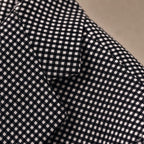 Men's Check Two-Piece Set Short Sleeve Blazer and Matching Shorts Black – Fabric and Detail Close-Up