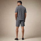 Men's Check Two-Piece Set Short Sleeve Blazer and Matching Shorts Black – Full Look