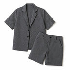 Men's Check Two-Piece Set Short Sleeve Blazer and Matching Shorts Black – Product Photo
