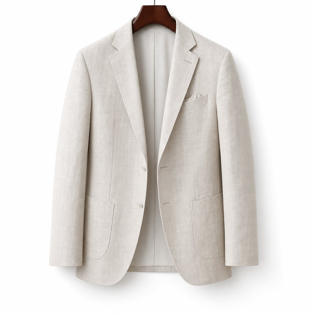 Men's Linen Blazer Lightweight Structured Summer Jacket Beige – Product Photo