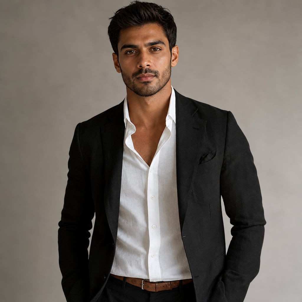 Men's Linen Blazer Lightweight Structured Summer Jacket Black – Full Look
