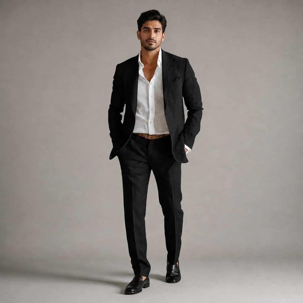 Men's Linen Blazer Lightweight Structured Summer Jacket in Black – Tarlano Premium Menswear