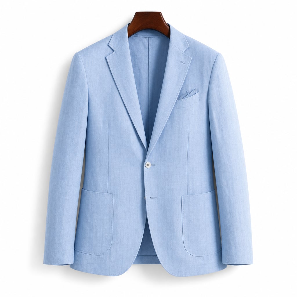 Men's Linen Blazer Lightweight Structured Summer Jacket Light Blue – Product Photo