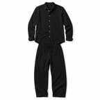Men's Linen Cotton Blend Set Shirt and Trousers Smart Casual Black – Product Photo