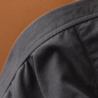 Men's Linen Cotton Blend Set Shirt and Trousers Smart Casual Gray – Fabric and Detail Close-Up