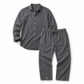 Men's Linen Cotton Blend Set Shirt and Trousers Smart Casual Gray – Product Photo