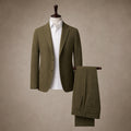 Mens Pant and Blazer Suede-Finish Two-Piece Suit Set Army Green – Product Photo