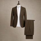 Mens Pant and Blazer Suede-Finish Two-Piece Suit Set Coffee – Product Photo