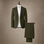 Mens Pant and Blazer Suede-Finish Two-Piece Suit Set Hunt Green – Product Photo