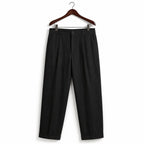 Mens Pant Linen Blend Drawstring Waist Tapered Ankle Length Black – Product Photo