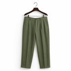 Mens Pant Linen Blend Drawstring Waist Tapered Ankle Length Green – Product Photo