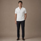Mens Polo Shirt Striped Knit Short Sleeve White – Full Look