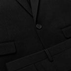 Men's Seersucker Suit 2-Button Notch Lapel Modern Fit Black Pinstripe Black – Fabric and Detail Close-Up