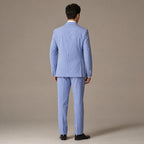 Men's Seersucker Suit 3-Piece Vested 2-Button Modern Fit Blue Blue – Side Angle View
