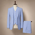 Men's Seersucker Suit 3-Piece Vested 2-Button Modern Fit Blue Blue – Product Photo