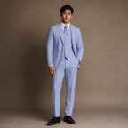 Men's Seersucker Suit 3-Piece Vested 2-Button Modern Fit Blue in Blue – Tarlano Premium Menswear