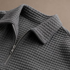 Mens Short and Polo Waffle Knit Set Relaxed Fit Dark Gray – Fabric and Detail Close-Up