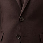 Men's Slim Fit Two-Button Suit Notch Lapel Brown Brown – Fabric and Detail Close-Up