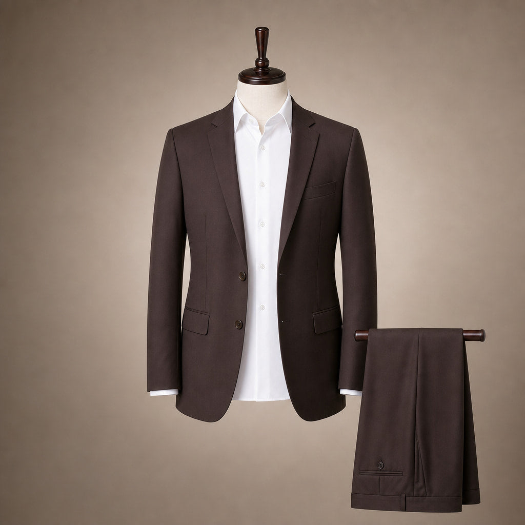 Men's Slim Fit Two-Button Suit Notch Lapel Brown Brown – Product Photo