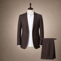 Men's Slim Fit Two-Button Suit Notch Lapel Brown Brown – Product Photo