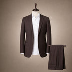 Men's Slim Fit Two-Button Suit Notch Lapel Brown Brown – Product Photo