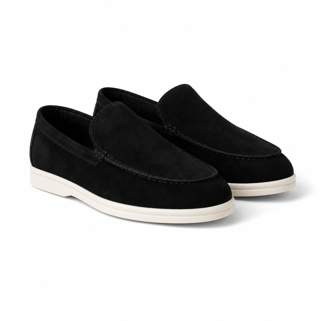 Men's Slip-On Loafer Breathable Knit Upper Lightweight Walking Shoe Black – Product Photo