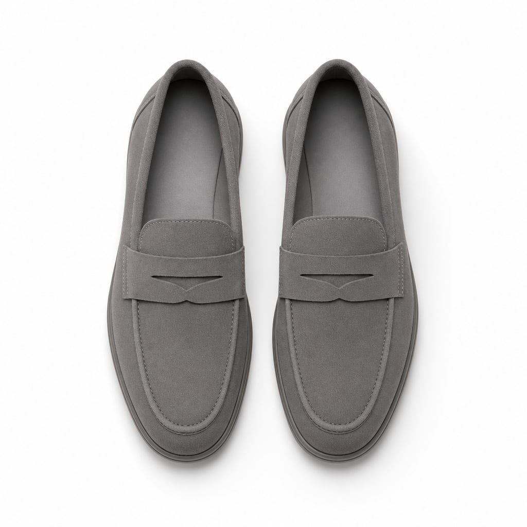 Men's Slip-On Loafers Lightweight Summer Shoe Gray – Side Angle View
