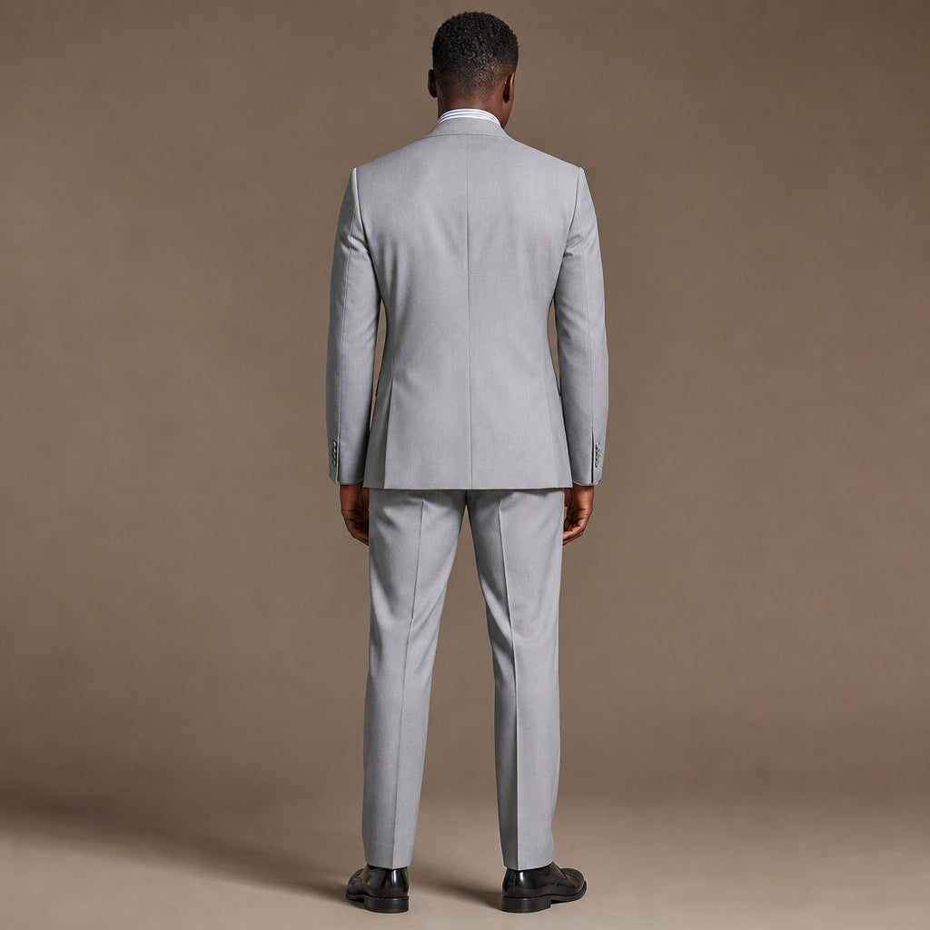 Mens Suit 2-Button Notch Lapel Modern Fit Light Grey Light Grey – Side Angle View
