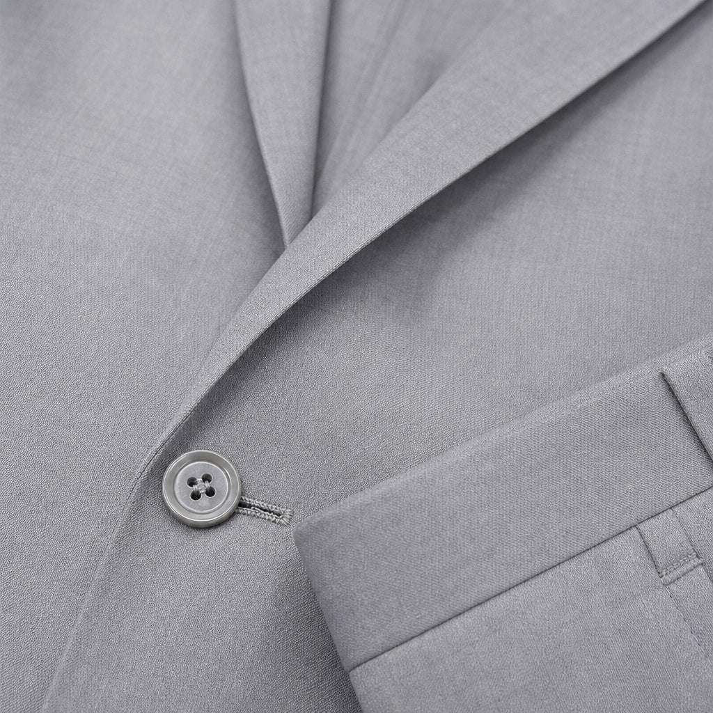 Mens Suit 2-Button Notch Lapel Modern Fit Light Grey Light Grey – Fabric and Detail Close-Up