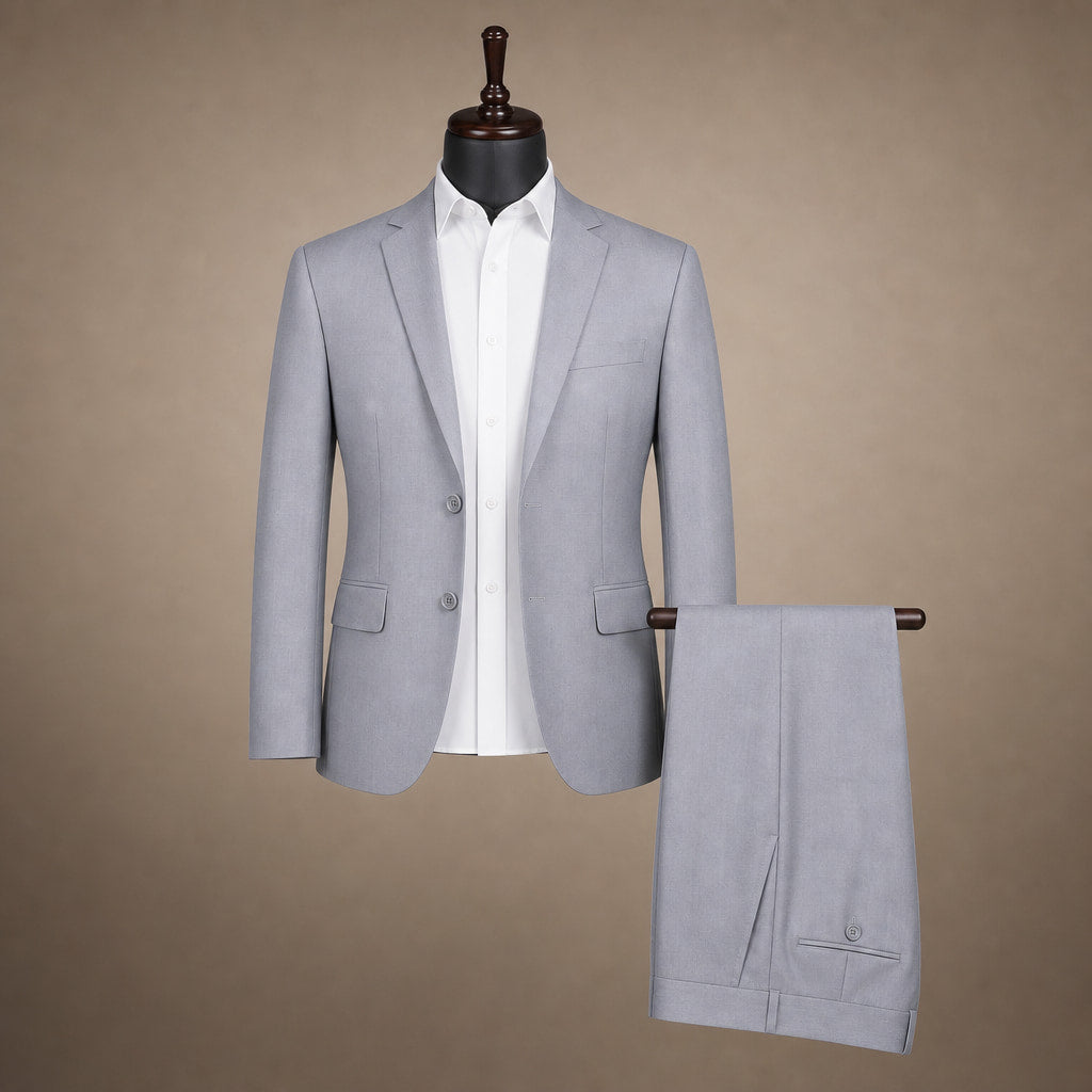 Mens Suit 2-Button Notch Lapel Modern Fit Light Grey Light Grey – Product Photo