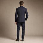Mens Suit 2 Button Poplin Notch Lapel Navy Navy – Side Angle View