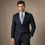 Mens Suit 2 Button Poplin Notch Lapel Navy Navy – Full Look