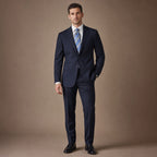 Mens Suit 2 Button Poplin Notch Lapel Navy in Navy – Tarlano Premium Menswear