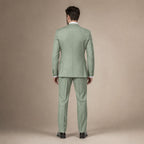Men's Three-Piece Sharkskin Suit Modern Fit Two-Button Vested Moss Green Green – Side Angle View
