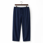 Mens Trouser Linen Blend Relaxed Fit Smart Casual Dark Blue – Product Photo