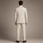 Men's Two-Button Classic Fit Suit Polyester Viscose Blend Tan Tan – Side Angle View