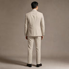 Men's Two-Button Classic Fit Suit Polyester Viscose Blend Tan Tan – Side Angle View