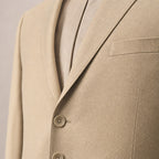 Men's Two-Button Classic Fit Suit Polyester Viscose Blend Tan Tan – Fabric and Detail Close-Up