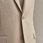 Men's Two-Button Classic Fit Suit Polyester Viscose Blend Tan Tan – Fabric and Detail Close-Up