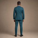 Men's Two-Button Slim Fit Suit Notch Lapel Teal Green Tidepool – Side Angle View