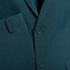 Men's Two-Button Slim Fit Suit Notch Lapel Teal Green Tidepool – Fabric and Detail Close-Up