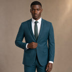 Men's Two-Button Slim Fit Suit Notch Lapel Teal Green Tidepool – Full Look