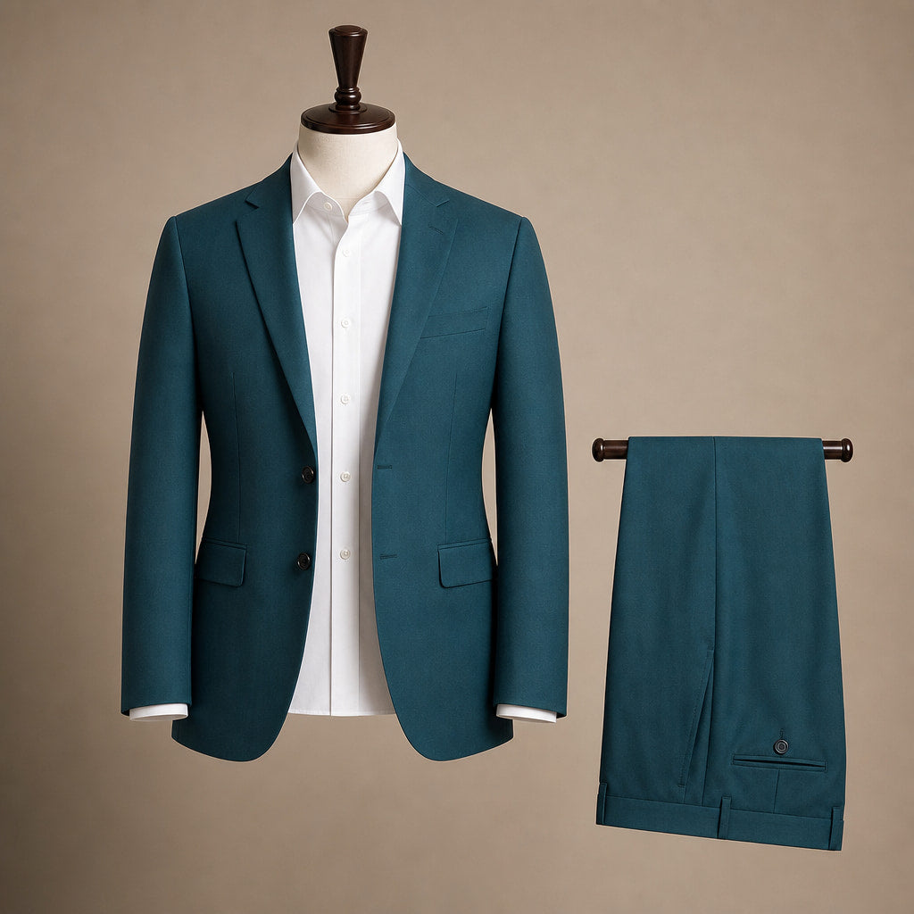 Men's Two-Button Slim Fit Suit Notch Lapel Teal Green Tidepool – Product Photo