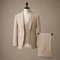 Men's Two-Piece Vested Suit Notch Lapel Two-Button Hybrid Fit Tan Tan – Product Photo